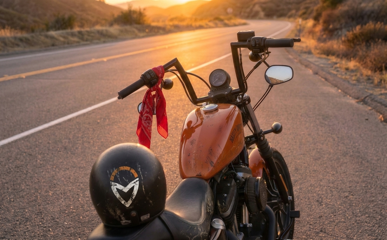 foto: capacete no tanque ao pôr do sol